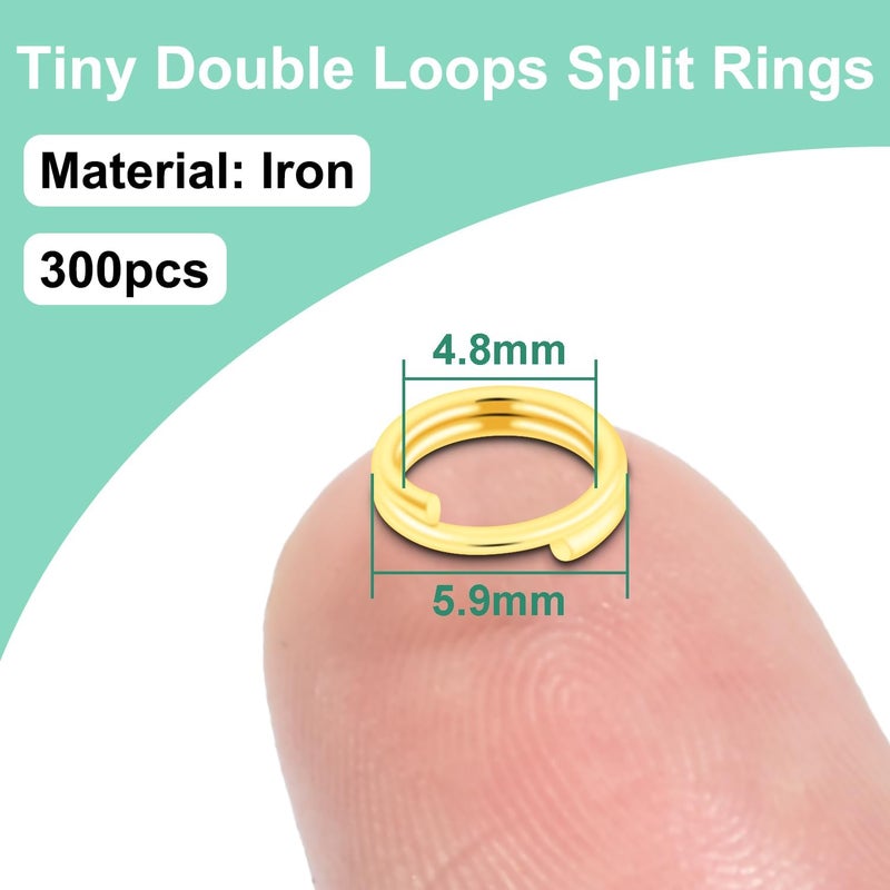 ManTangSun 6mm 300 PCS Gold Tiny Split Ring for Jewelry Making, Double Loops Split Jump Rings Necklaces Bracelets Earrings Metal Mini Key Rings DIY Craft Hardware - Image 2